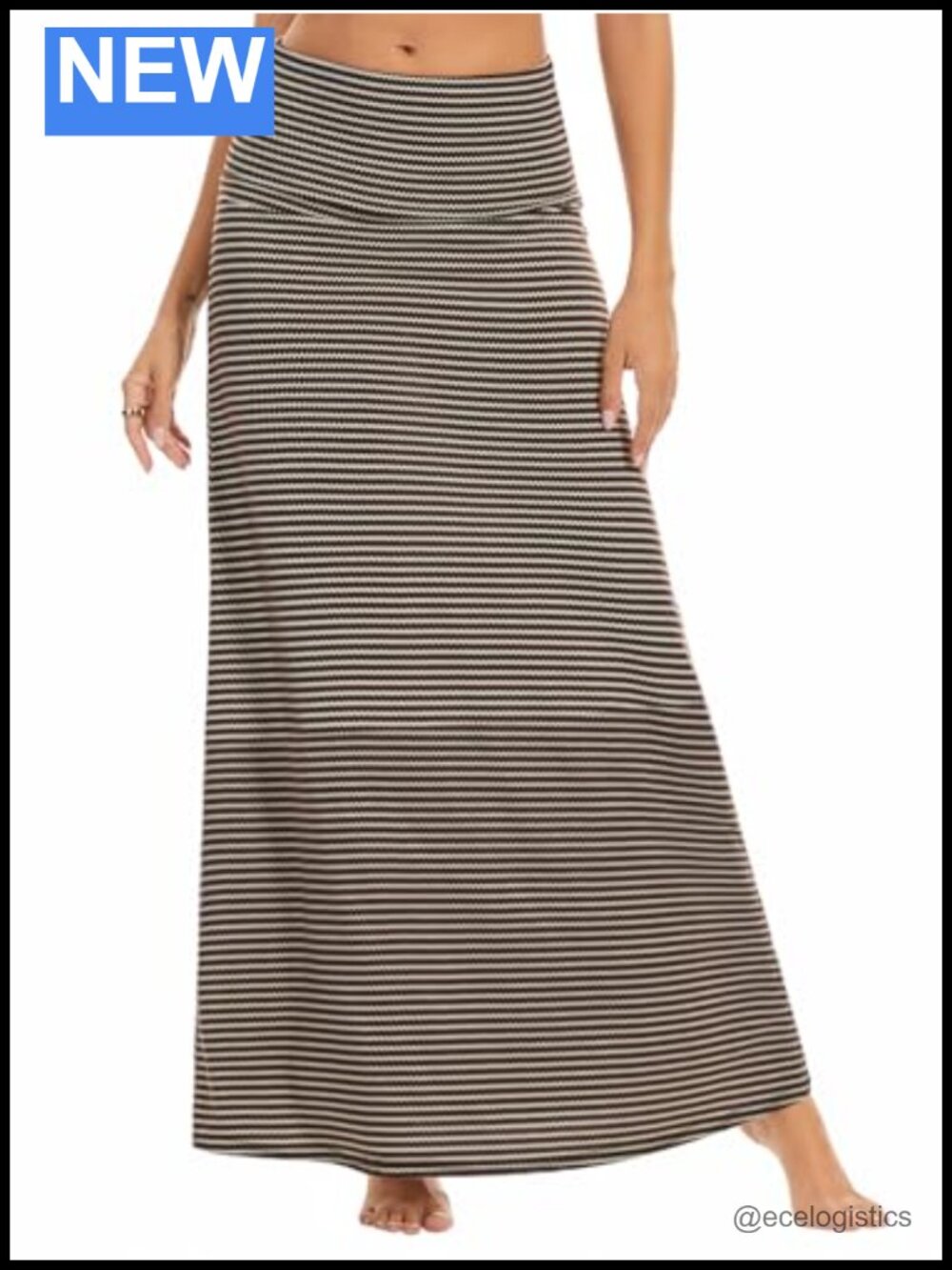 Women's Soft Foldover High Waist Maxi Long Skirt Versatile Flowy Stretch